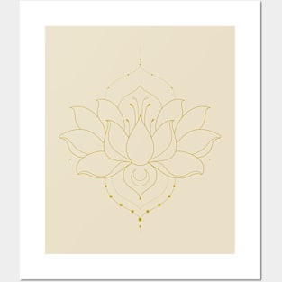 Blooming Lotus Flower / Simple Version / Gold-ish Posters and Art